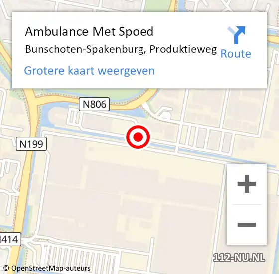 Locatie op kaart van de 112 melding: Ambulance Met Spoed Naar Bunschoten-Spakenburg, Produktieweg op 21 januari 2016 06:33