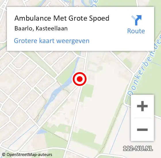 Locatie op kaart van de 112 melding: Ambulance Met Grote Spoed Naar Baarlo, Kasteellaan op 3 december 2013 21:02