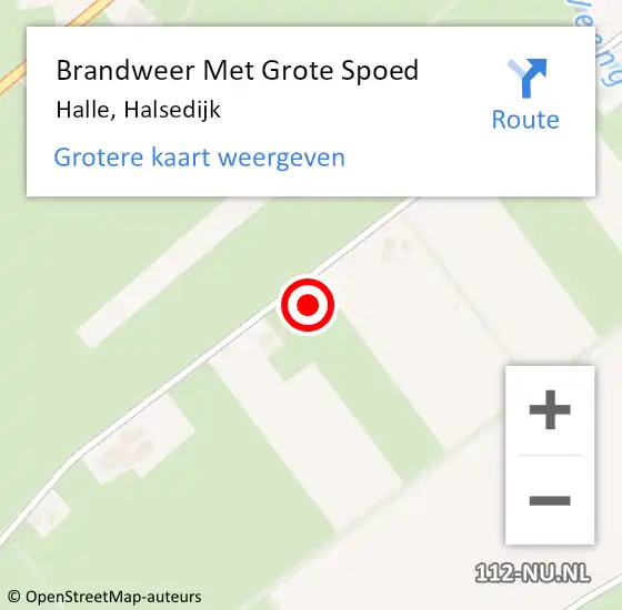 Locatie op kaart van de 112 melding: Brandweer Met Grote Spoed Naar Halle, Halsedijk op 21 januari 2016 07:33