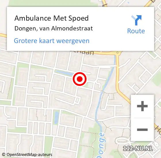 Locatie op kaart van de 112 melding: Ambulance Met Spoed Naar Dongen, van Almondestraat op 21 januari 2016 08:19