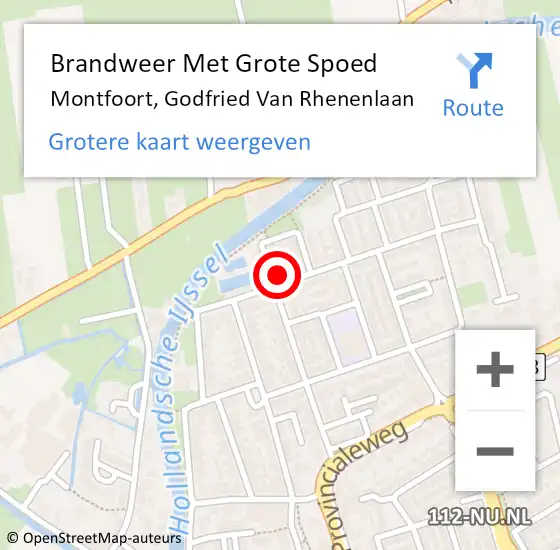 Locatie op kaart van de 112 melding: Brandweer Met Grote Spoed Naar Montfoort, Godfried Van Rhenenlaan op 21 januari 2016 08:33