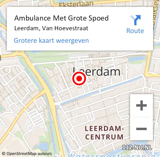 Locatie op kaart van de 112 melding: Ambulance Met Grote Spoed Naar Leerdam, Van Hoevestraat op 21 januari 2016 08:43