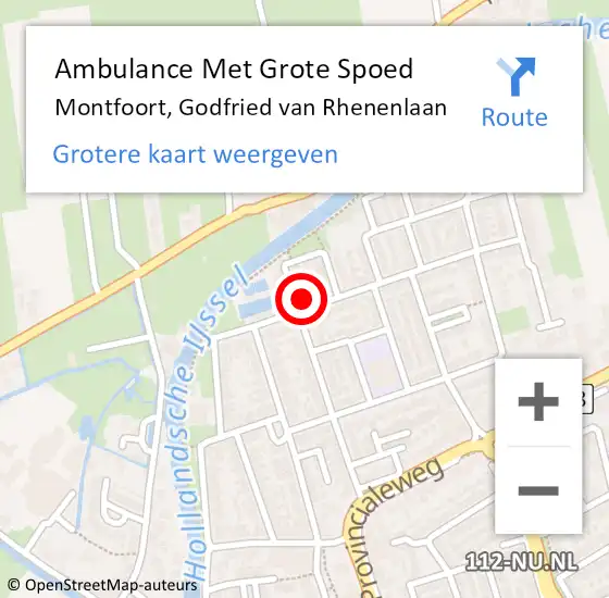 Locatie op kaart van de 112 melding: Ambulance Met Grote Spoed Naar Montfoort, Godfried van Rhenenlaan op 21 januari 2016 08:44