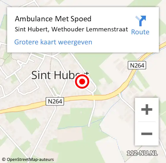 Locatie op kaart van de 112 melding: Ambulance Met Spoed Naar Sint Hubert, Wethouder Lemmenstraat op 21 januari 2016 08:51