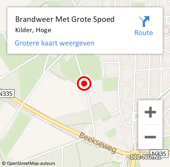 Locatie op kaart van de 112 melding: Brandweer Met Grote Spoed Naar Kilder, Hoge op 21 januari 2016 08:58