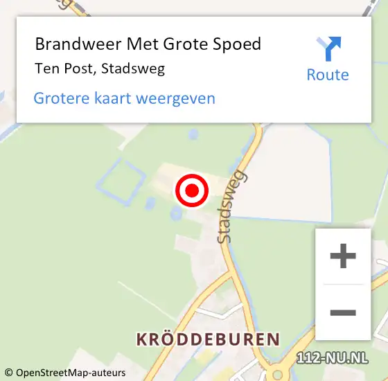 Locatie op kaart van de 112 melding: Brandweer Met Grote Spoed Naar Ten Post, Stadsweg op 21 januari 2016 09:17