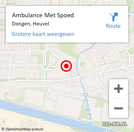 Locatie op kaart van de 112 melding: Ambulance Met Spoed Naar Dongen, Heuvel op 21 januari 2016 09:42