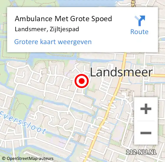 Locatie op kaart van de 112 melding: Ambulance Met Grote Spoed Naar Landsmeer, Zijltjespad op 3 december 2013 21:37