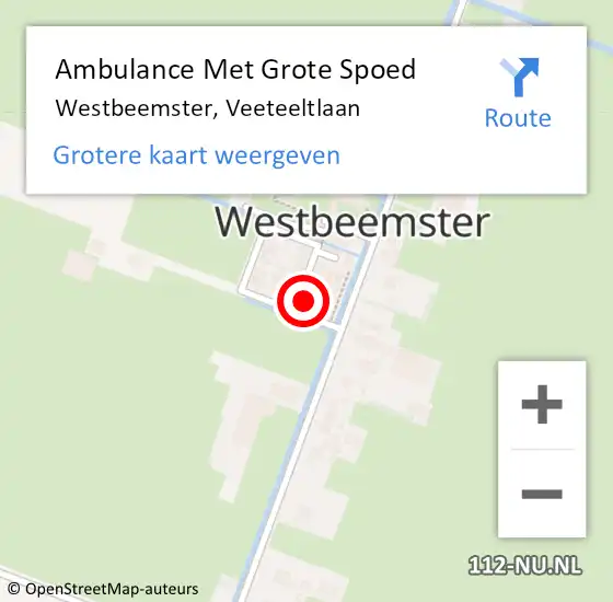 Locatie op kaart van de 112 melding: Ambulance Met Grote Spoed Naar Westbeemster, Veeteeltlaan op 21 januari 2016 10:04