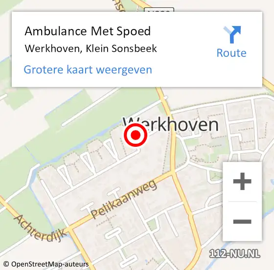 Locatie op kaart van de 112 melding: Ambulance Met Spoed Naar Werkhoven, Klein Sonsbeek op 21 januari 2016 10:19