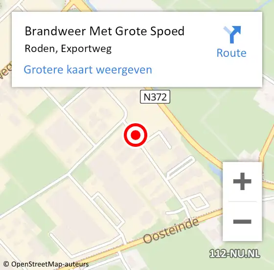 Locatie op kaart van de 112 melding: Brandweer Met Grote Spoed Naar Roden, Exportweg op 21 januari 2016 10:44