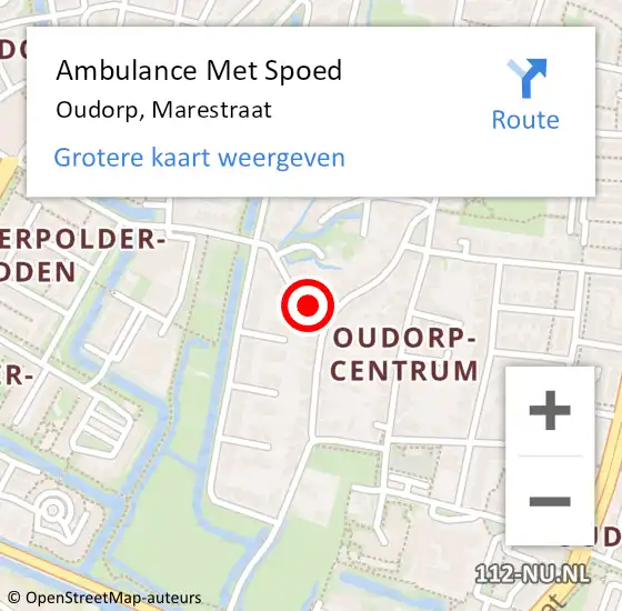 Locatie op kaart van de 112 melding: Ambulance Met Spoed Naar Oudorp, Marestraat op 21 januari 2016 10:58