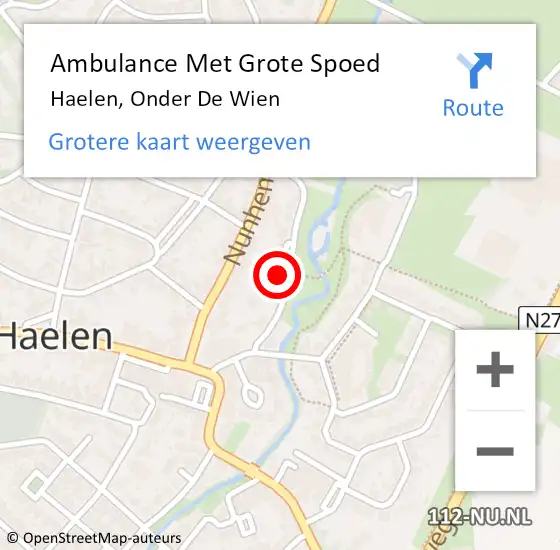 Locatie op kaart van de 112 melding: Ambulance Met Grote Spoed Naar Haelen, Onder De Wien op 21 januari 2016 11:08