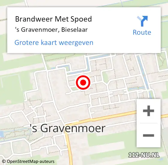 Locatie op kaart van de 112 melding: Brandweer Met Spoed Naar 's Gravenmoer, Bieselaar op 21 januari 2016 11:54