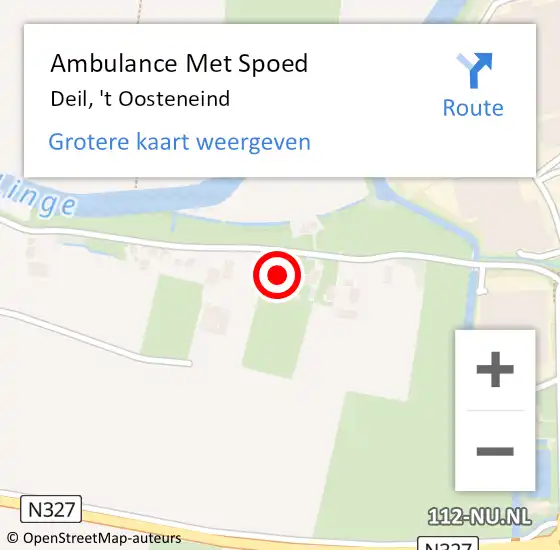 Locatie op kaart van de 112 melding: Ambulance Met Spoed Naar Deil, 't Oosteneind op 21 januari 2016 12:15