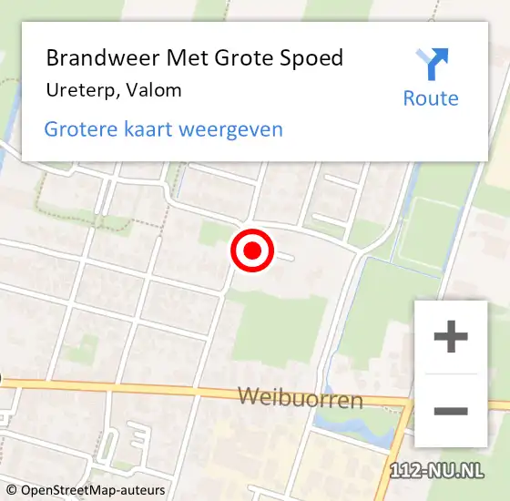 Locatie op kaart van de 112 melding: Brandweer Met Grote Spoed Naar Ureterp, Valom op 21 januari 2016 12:34