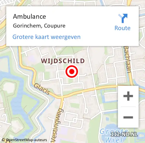 Locatie op kaart van de 112 melding: Ambulance Gorinchem, Coupure op 21 januari 2016 14:07