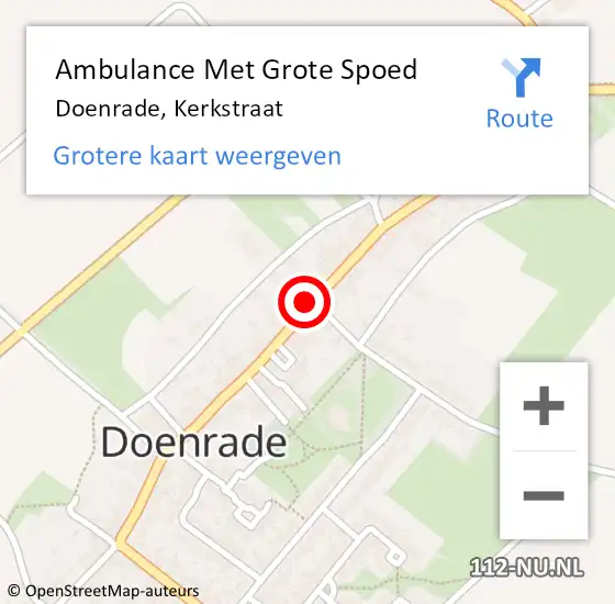 Locatie op kaart van de 112 melding: Ambulance Met Grote Spoed Naar Doenrade, Kerkstraat op 3 december 2013 22:30