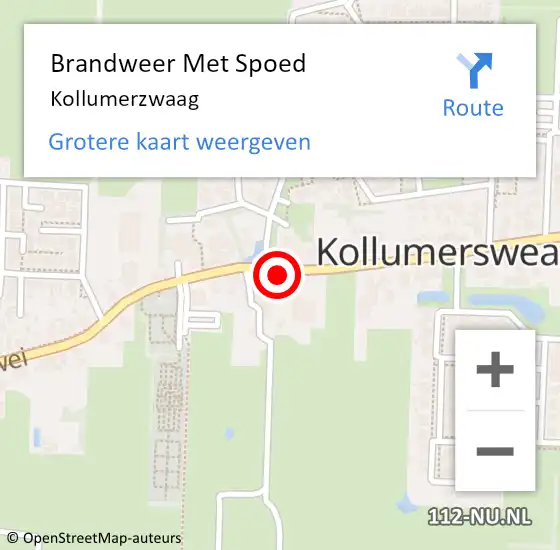 Locatie op kaart van de 112 melding: Brandweer Met Spoed Naar Kollumerzwaag op 21 januari 2016 14:39