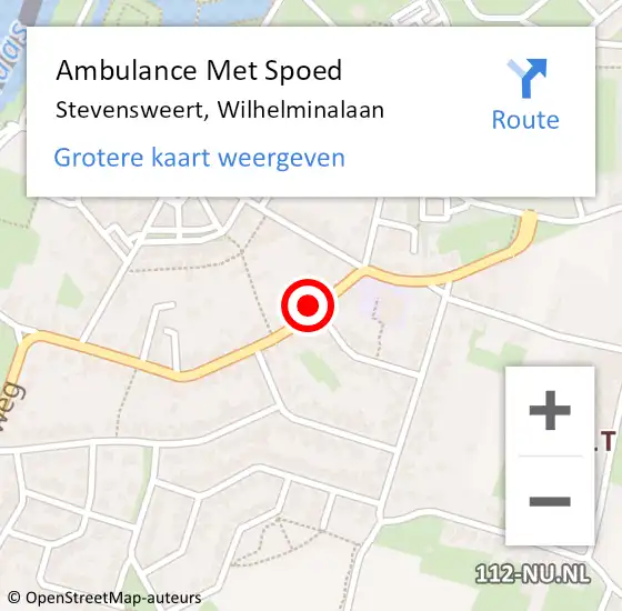 Locatie op kaart van de 112 melding: Ambulance Met Spoed Naar Stevensweert, Wilhelminalaan op 21 januari 2016 14:59