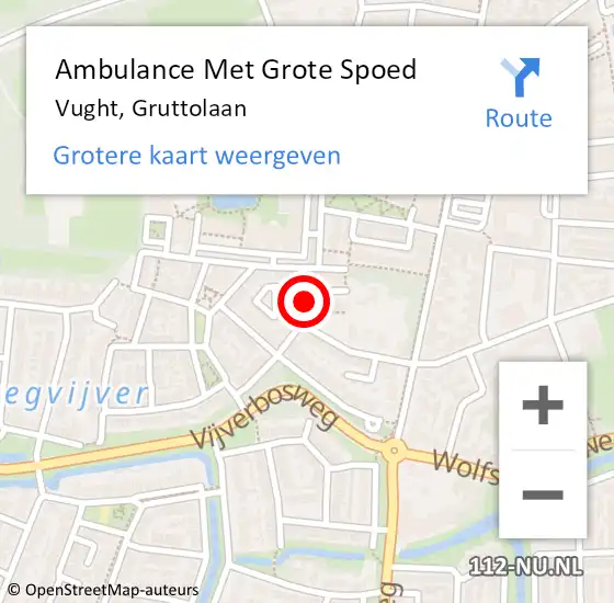 Locatie op kaart van de 112 melding: Ambulance Met Grote Spoed Naar Vught, Gruttolaan op 21 januari 2016 16:10