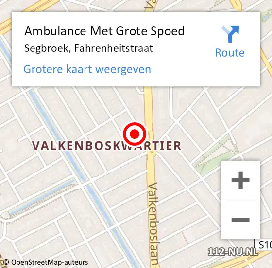 Locatie op kaart van de 112 melding: Ambulance Met Grote Spoed Naar Segbroek, Fahrenheitstraat op 3 december 2013 23:02