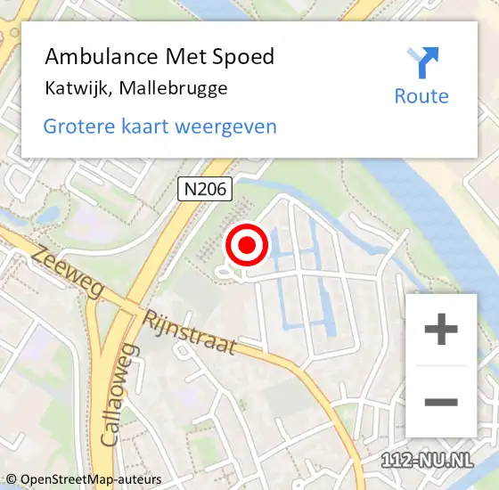 Locatie op kaart van de 112 melding: Ambulance Met Spoed Naar Katwijk, Mallebrugge op 21 januari 2016 16:53