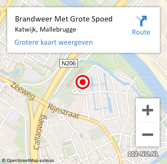 Locatie op kaart van de 112 melding: Brandweer Met Grote Spoed Naar Katwijk, Mallebrugge op 21 januari 2016 16:56