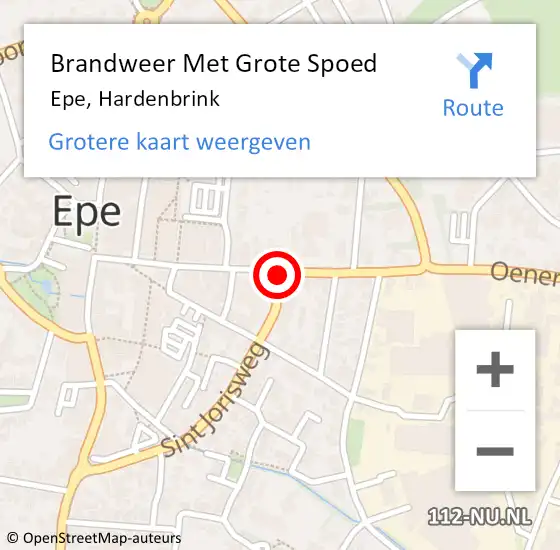 Locatie op kaart van de 112 melding: Brandweer Met Grote Spoed Naar Epe, Hardenbrink op 21 januari 2016 17:44