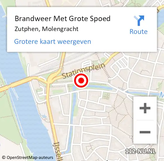 Locatie op kaart van de 112 melding: Brandweer Met Grote Spoed Naar Zutphen, Molengracht op 21 januari 2016 18:03