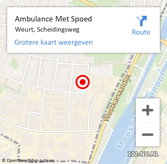 Locatie op kaart van de 112 melding: Ambulance Met Spoed Naar Weurt, Scheidingsweg op 21 januari 2016 18:17