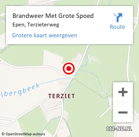 Locatie op kaart van de 112 melding: Brandweer Met Grote Spoed Naar Epen, Terzieterweg op 21 januari 2016 18:26