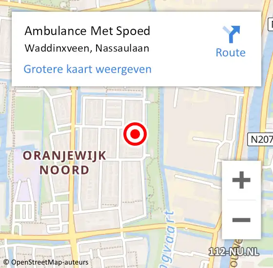 Locatie op kaart van de 112 melding: Ambulance Met Spoed Naar Waddinxveen, Nassaulaan op 21 januari 2016 20:08