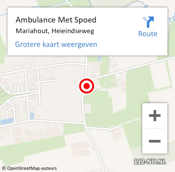 Locatie op kaart van de 112 melding: Ambulance Met Spoed Naar Mariahout, Heieindseweg op 21 januari 2016 20:43