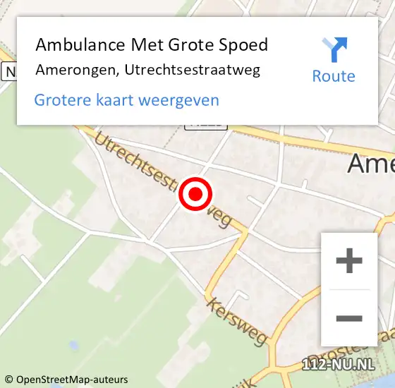 Locatie op kaart van de 112 melding: Ambulance Met Grote Spoed Naar Amerongen, Utrechtsestraatweg op 21 januari 2016 21:28