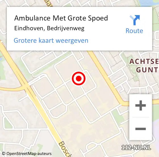 Locatie op kaart van de 112 melding: Ambulance Met Grote Spoed Naar Eindhoven, Bedrijvenweg op 21 januari 2016 21:29