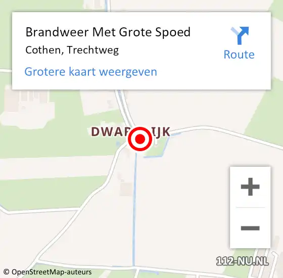 Locatie op kaart van de 112 melding: Brandweer Met Grote Spoed Naar Cothen, Trechtweg op 21 januari 2016 21:50