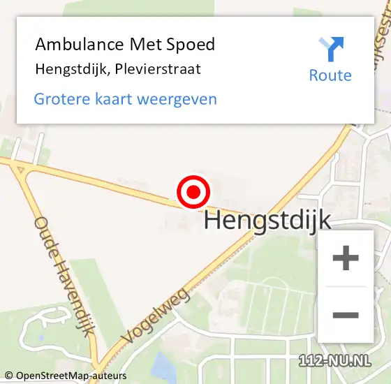 Locatie op kaart van de 112 melding: Ambulance Met Spoed Naar Hengstdijk, Plevierstraat op 21 januari 2016 22:48