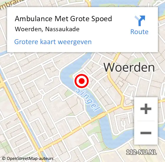 Locatie op kaart van de 112 melding: Ambulance Met Grote Spoed Naar Woerden, Nassaukade op 21 januari 2016 23:01