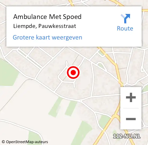 Locatie op kaart van de 112 melding: Ambulance Met Spoed Naar Liempde, Pauwkesstraat op 21 januari 2016 23:17