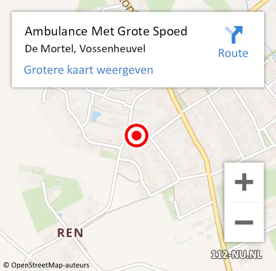 Locatie op kaart van de 112 melding: Ambulance Met Grote Spoed Naar De Mortel, Vossenheuvel op 21 januari 2016 23:18