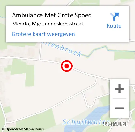 Locatie op kaart van de 112 melding: Ambulance Met Grote Spoed Naar Meerlo, Mgr Jenneskensstraat op 21 januari 2016 23:32