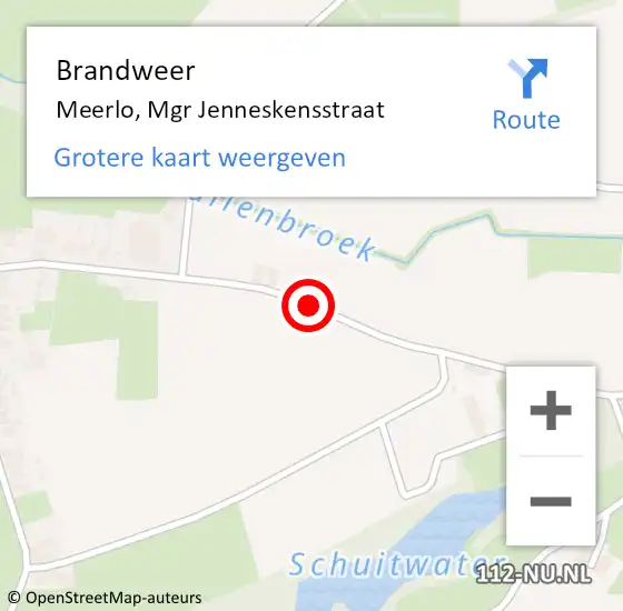 Locatie op kaart van de 112 melding: Brandweer Meerlo, Mgr Jenneskensstraat op 21 januari 2016 23:35