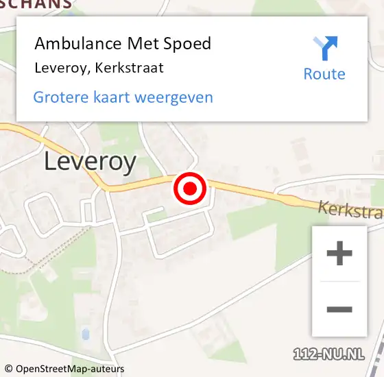 Locatie op kaart van de 112 melding: Ambulance Met Spoed Naar Leveroy, Kerkstraat op 22 januari 2016 00:07