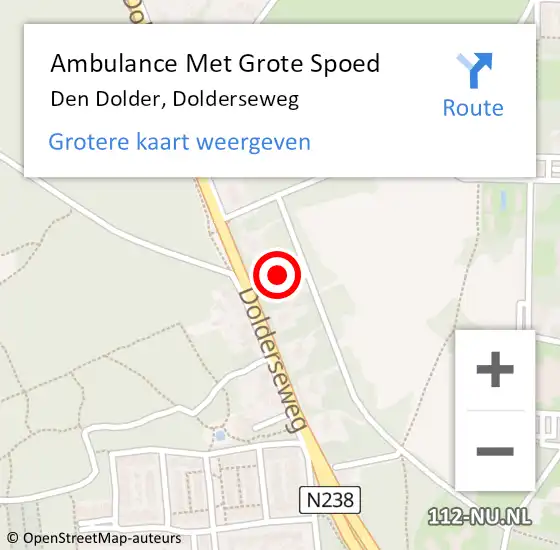 Locatie op kaart van de 112 melding: Ambulance Met Grote Spoed Naar Den Dolder, Dolderseweg op 22 januari 2016 04:08