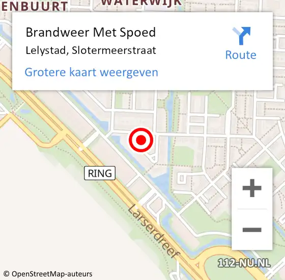 Locatie op kaart van de 112 melding: Brandweer Met Spoed Naar Lelystad, Slotermeerstraat op 22 januari 2016 07:57