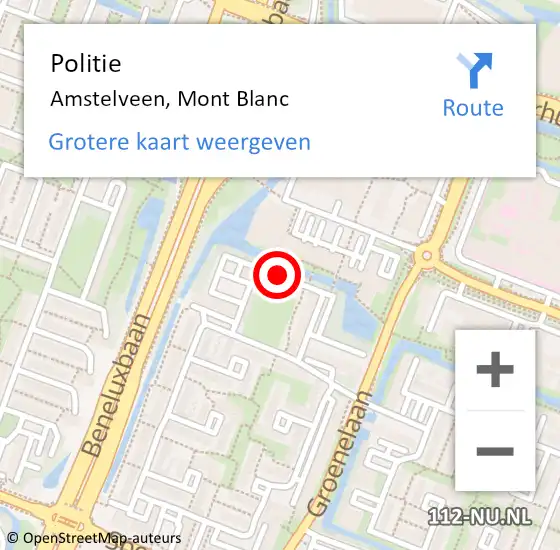 Locatie op kaart van de 112 melding: Politie Amstelveen, Mont Blanc op 22 januari 2016 08:09