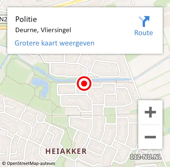 Locatie op kaart van de 112 melding: Politie Deurne, Vliersingel op 22 januari 2016 08:34