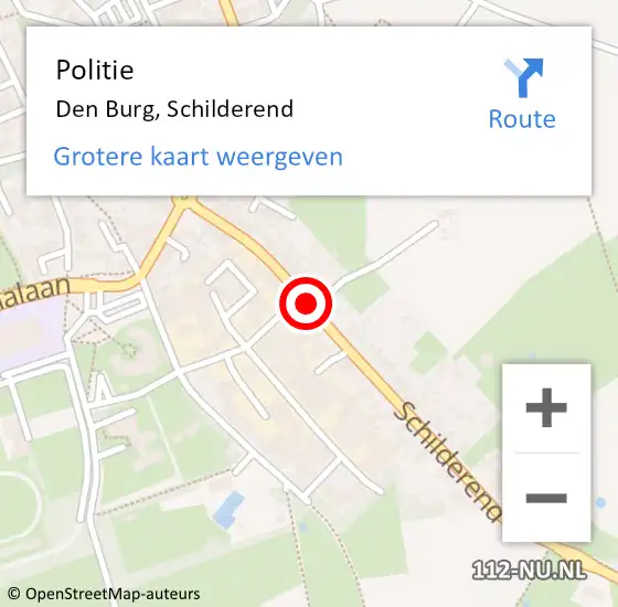 Locatie op kaart van de 112 melding: Politie Den Burg, Schilderend op 22 januari 2016 10:04