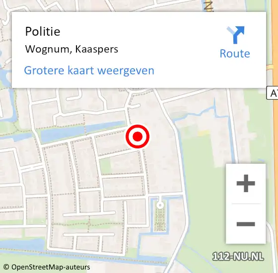 Locatie op kaart van de 112 melding: Politie Wognum, Kaaspers op 22 januari 2016 10:30